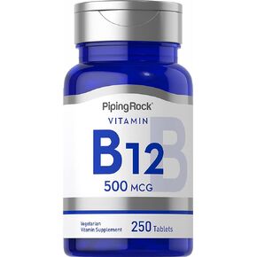 Piping Rock Vitamin B-12 | 500 mcg | 250 Tablets | Non-GMO, Gluten Free Supplement
