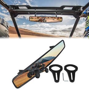 UTV RearView Mirror，HKOO 16.5" Wide Rear View Race Mirror Convex Mirror with 1.75"-2" Clamp for ATV UTV Yamaha,Polaris,Kawasaki MULE