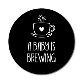 36 2.5 inch A Baby Is Brewing Favor Labels for Tea or Coffee - Black
