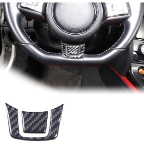 Carbon Fiber Steering Wheel Cover U Shape Trim Sticker Car Interior Accessories Decoration for Jaguar F-Type 2013-2022 (Black)