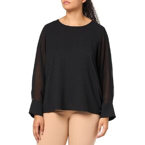 Calvin Klein Women's Plus Chiffon Sleeve Blouse Top