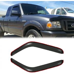 92083 2pc Side Window Deflector Visor,Tape-on Shatterproof Dark Smoke,Sun Rain Guards fits 1993-2011 Ford Ranger,1994-2010 Mazda B2300/B4000,1994-2008 Mazda B3000 with Standard/Extended Cab