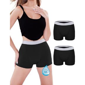 Period Underwear for Women Boyshort High Waisted Period Panties Heavy Flow Overnight Period Shorts Leakproof 2 Pack