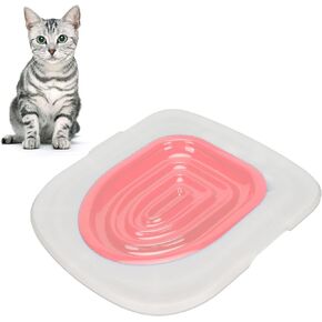 Cat Toilet Training System, Reusable Cat Potty Toilet Training Kit, Sturdy Cat Toilet Training Kit, Cat Toilet Trainer Urinal Seat for Teaching Cat to Use Toilet (White Tray, 1 Blue Inner Support)