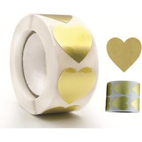 1000PCS Gold Heart Sticker,1 Inch Metallic Love Heart Shaped Foil Envelopes Sealing Stickers for Kids Reward,Valentine's Day,Christmas Gift,Award Charts,Wedding Invitaion, Birthday Party (Gold)