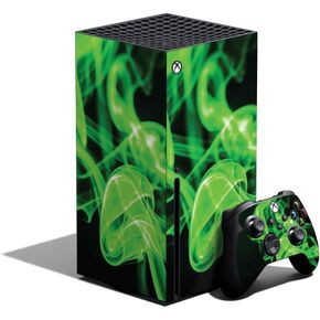 MightySkins Skin Compatible with Xbox Series X Bundle - Green Flames | Protective, Durable, and Unique Vinyl Decal wrap Cover | Easy to Apply and Change Styles | Made in The USA