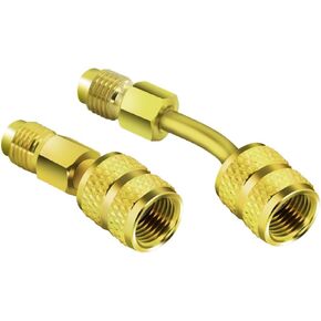 محول R410A مع قارنة توصيل سريعة أنثى مقاس 5/16 بوصة SAE وتوهج ذكر SAE مقاس 1/4 بوصة لمكيف الهواء ومحولات التبريد النحاسية HVAC بما في ذلك محول مستقيم ومحول زاوية واحد in Kuwait