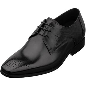 TOTO Men's Invisible Height Increasing Elevator Shoes - Premium Leather Lace-up Formal Dress Oxfords - 2.2 Inches Taller