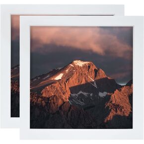 6x6 Black Picture Frames Set of 2, Square Solid Wood Photo Frame for Tabletop or Wall Mounting