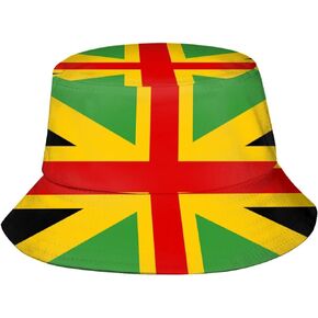 Jamaica Flag Jamaican Bucket Hat Wide Brim UV Protection Sun Hat Packable Outdoor Hats for Men Women