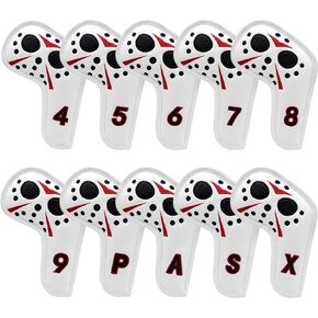 Golf Iron Covers Field Hockey Mask Golf Club Covers Golf Iron Head Cover Leather Iron Headcover for Scotty Cameron Taylormade Titleist Odyssey 10pcs