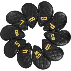 Golf Iron Head Cover 10pcs Synthetic Leather Velcro Closure Fit All Brands Golf Club Head Cover for Callaway Ping Taylormade Cobra Etc