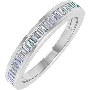 FINEROCK 1/2 Carat Channel Set Baguette Shape Diamond Wedding Band Ring in 14K Gold (I1-I2 Clarity)