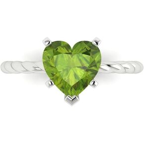 Clara Pucci 2.0 ct Heart Cut Solitaire Rope Twisted Knot Natural Peridot Engagement Bridal Promise Anniversary Ring 18K White Gold