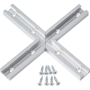 T Track 24" with Wood Screws- Double-Cut Profile Aluminum T-Track with Predrilled Mounting Holes -Woodworking and Clamps-Fine Sandblast Anodized -Silver Color -4 Pack