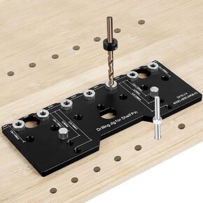 Shelf Pin Jig 1/4 Inch Aluminum Alloy Shelf Pin Drilling Jig Drill Guide for Straight Holes Shelf Pin Drilling Jig Cabinet Hardware Jig 32mm Spacing Woodworking Straight Hole Drilling Jig Hardware