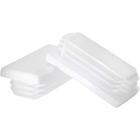 Prescott Plastics 1 x 2 Inch Rectangle Plastic Plug White Inserts (4 Pack), White End Cap for Metal Tubing, Fence, Glide Insert for Pipe Post, Chairs and Furniture