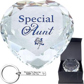 Gift for Aunt Crystal Heart Diamond 80mm Decor Paperweight, Special Aunt Gift from Niece Nephew, Auntie Gift, I Love My Aunt, Appreciation Gift for Aunt Birthday Valentines Mothers Day