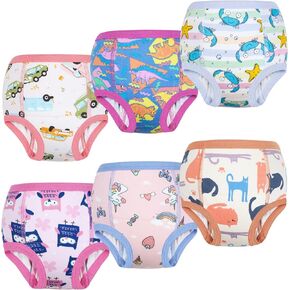 MooMoo Baby Potty Training Pants 6 Packs Absorbent Training Underwear for Boys and Girls Cotton Pee Pants 2T-9T