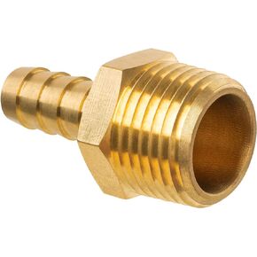 JUWO Brass Hose Barb Fitting, 3/8" Barb x 1/2" NPT Male Pipe Adapter Connector, Ideal for Air, Gas, Fuel, Oil