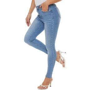 LICTZNEE Womens Skinny Jeans Mid Rise, Stretch Denim Jean Slim Fit Leg Elastic Waist Pants with Pockets in Kuwait