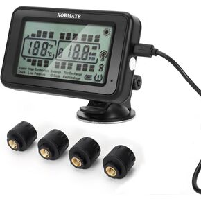 TPMS,tire Pressure Monitoring Systems tpms,7 Alert Modes,Wireless Solar Power,for RV,Truck,semi Truck,Motorhome,Coach,5th Wheel,Trailer (Flow Thru Sensor, 10 Sensors)