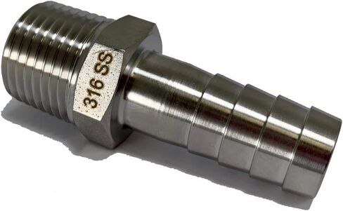 316 الفولاذ المقاوم للصدأ 1/2 بوصة NPT ذكر إلى 1/2 بوصة محول بارب - خيط سداسي مستدق للهواء أو السائل أو الماء أو الزيت أو التركيب الهيدروليكي - خرطوم أداة الهواء الصناعية أو وصلات الأنابيب 316SS in Kuwait