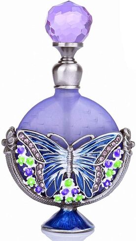 YU FENG Vintage Perfume Bottles Empty Decorative Jeweled Butterfly Flowers Fancy Crystal Glass Perfume Bottle Refillable(7ml) in Kuwait