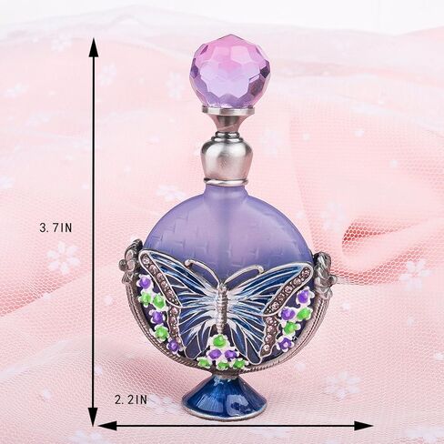 YU FENG Vintage Perfume Bottles Empty Decorative Jeweled Butterfly Flowers Fancy Crystal Glass Perfume Bottle Refillable(7ml) in Kuwait