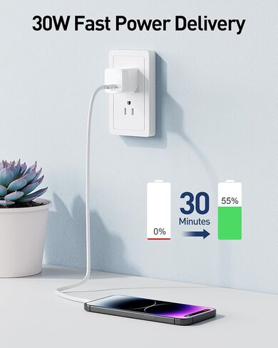 2024 Version USB C GaN Super Fast Charger Block 30W (Nano 3), Wall Charger Power Adapter with Foldable Plug,Charging Box Brick,Cube for iPhone15 14 13 12 11 Pro Max XR XS X,iPad,Galaxy (2 Pack White in Saudi Arabia