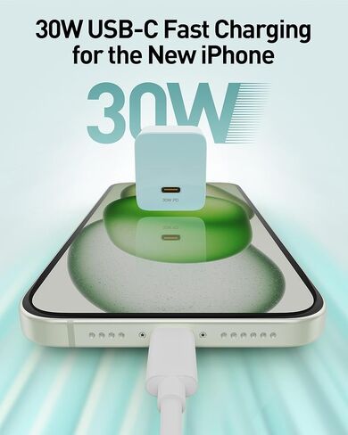 2024 Version USB C GaN Super Fast Charger Block 30W (Nano 3), Wall Charger Power Adapter with Foldable Plug,Charging Box Brick,Cube for iPhone15 14 13 12 11 Pro Max XR XS X,iPad,Galaxy (2 Pack White in Kuwait