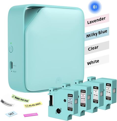 D1600D Small Handheld Bluetooth Label Maker Machine with 4 Tapes, Portable Mini Sticker with Multiple Symbol Template Types for Labeling, for 6-12mm 1/4 '-1/2' Tapes, for Home School Office in Saudi Arabia