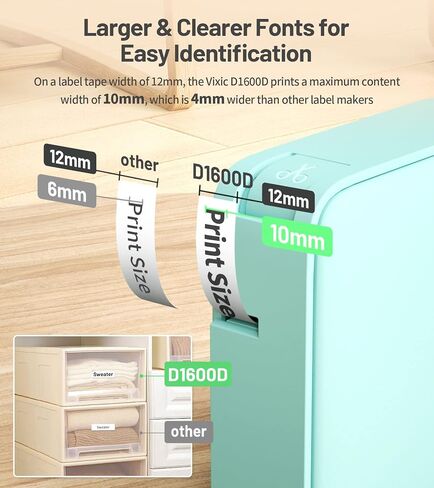 D1600D Small Handheld Bluetooth Label Maker Machine with 4 Tapes, Portable Mini Sticker with Multiple Symbol Template Types for Labeling, for 6-12mm 1/4 '-1/2' Tapes, for Home School Office in Saudi Arabia