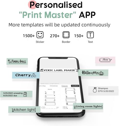 D1600D Small Handheld Bluetooth Label Maker Machine with 4 Tapes, Portable Mini Sticker with Multiple Symbol Template Types for Labeling, for 6-12mm 1/4 '-1/2' Tapes, for Home School Office in Saudi Arabia