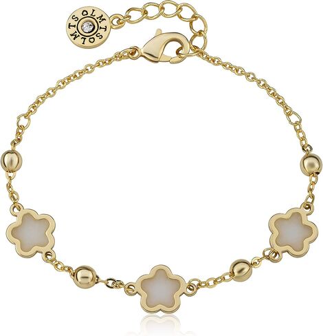 Girls Jewelry - 14k Gold-Plated Transparent Triple Flower Chain Bracelet - Hypoallergenic and Nickel Free for Sensitive Skin in Saudi Arabia