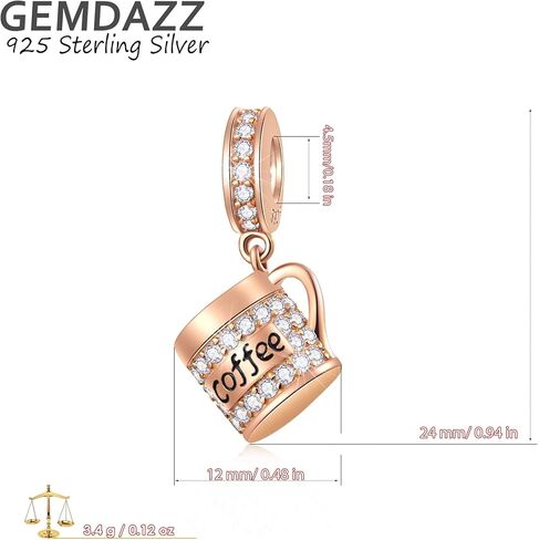 طقم مكون من قطعتين من الذهب الوردي I Love You Nana وقلادة فنجان قهوة تناسب سوار DIY، من الفضة الإسترلينية 925، هدية عيد الميلاد للجدة in Kuwait