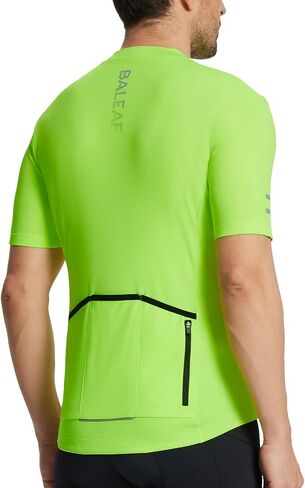 BALEAF Men's Cycling Jersey Short Sleeve Bike Shirts Bicycle Biking Tank Tops Full Zipper 3+1 Pockets UPF50+ Yellow XL in Saudi Arabia