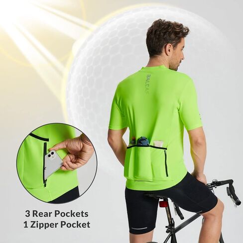 BALEAF Men's Cycling Jersey Short Sleeve Bike Shirts Bicycle Biking Tank Tops Full Zipper 3+1 Pockets UPF50+ Yellow XL in Saudi Arabia