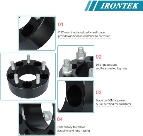 IRONTEK 5x114.3mm Wheel Spacer (2in 82.5mm Bore, 1/2" x 20 Studs) 5x4.5" to 5x4.5" Wheel Spacers Adapter 50mm FITS Ford Crown Victoria Explorer Mustang Ranger, Jeep Wrangler TJ, YJ, XJ, KJ, KK, ZJ, MJ in Saudi Arabia