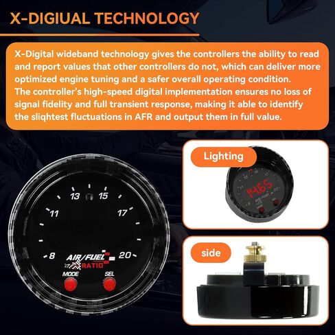 30-0300 X Series مقياس نسبة وقود الهواء UEGO عريض النطاق 52 مم (2-1/16 بوصة) مع مستشعر LSU 4.9، مجموعة مستشعر التحكم O2 عريض النطاق، وحدة تحكم Afr رقمية مطورة | 0-5 فولت وإخراج Rs232 in Kuwait