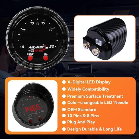 30-0300 X Series مقياس نسبة وقود الهواء UEGO عريض النطاق 52 مم (2-1/16 بوصة) مع مستشعر LSU 4.9، مجموعة مستشعر التحكم O2 عريض النطاق، وحدة تحكم Afr رقمية مطورة | 0-5 فولت وإخراج Rs232 in Kuwait