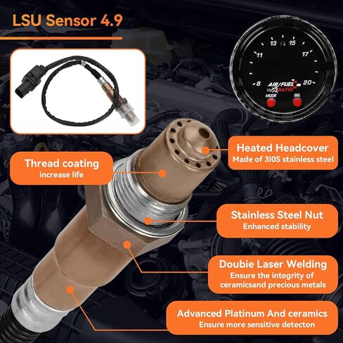 30-0300 X Series مقياس نسبة وقود الهواء UEGO عريض النطاق 52 مم (2-1/16 بوصة) مع مستشعر LSU 4.9، مجموعة مستشعر التحكم O2 عريض النطاق، وحدة تحكم Afr رقمية مطورة | 0-5 فولت وإخراج Rs232 in Kuwait