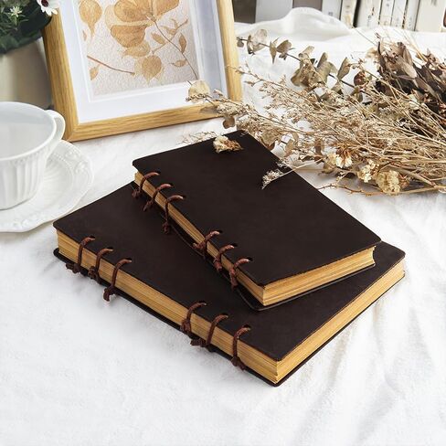 دفتر ملاحظات جلدي مخصص عتيق من wemate، مجلة جلدية للرجال والنساء، غطاء جلدي مصنوع يدويًا، 400 صفحة، مجلة مخصصة للكتابة، أوراق مجلدة قابلة للفصل، 8 × 6 بوصة، A5 in Kuwait