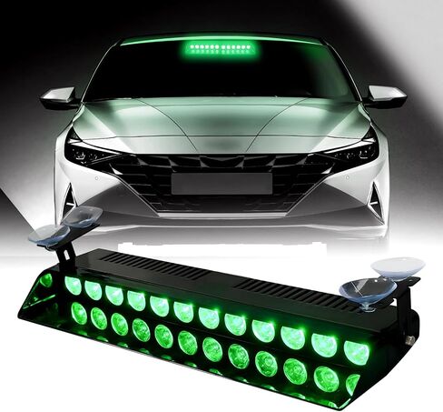 Green Dash Lights 12Leds Emergency Warning Strobe Lights 17 Modes With Suction Cups Base for Snow Plow, Trucks, Construction Vehicles in Saudi Arabia