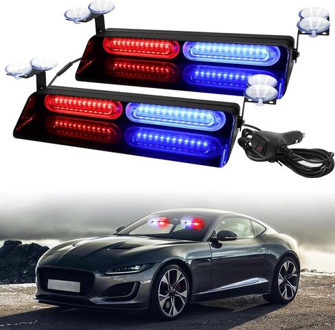 2 In 1 Interior Windshield Strobe Lights, 48-LED Emergency Dash Hazard Warning Safety Flashing Traffic Advisor Lights for Construction Vehicles Trucks Tow Cars, Red Blue in Saudi Arabia