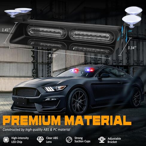 2 In 1 Interior Windshield Strobe Lights, 48-LED Emergency Dash Hazard Warning Safety Flashing Traffic Advisor Lights for Construction Vehicles Trucks Tow Cars, Red Blue in Saudi Arabia