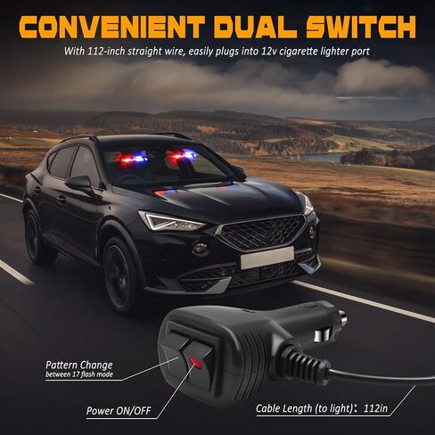 2 In 1 Interior Windshield Strobe Lights, 48-LED Emergency Dash Hazard Warning Safety Flashing Traffic Advisor Lights for Construction Vehicles Trucks Tow Cars, Red Blue in Saudi Arabia