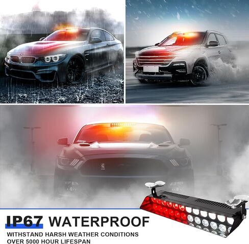 Green Dash Lights 12Leds Emergency Warning Strobe Lights 17 Modes With Suction Cups Base for Snow Plow, Trucks, Construction Vehicles in Saudi Arabia