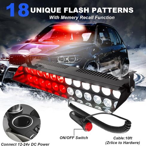 Green Dash Lights 12Leds Emergency Warning Strobe Lights 17 Modes With Suction Cups Base for Snow Plow, Trucks, Construction Vehicles in Saudi Arabia