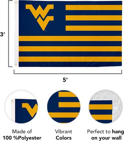 Desert Cactus West Virginia University Flag Mountaineers Banners 100% Polyester Indoor Outdoor 3x5 (Nation Flag) in Saudi Arabia